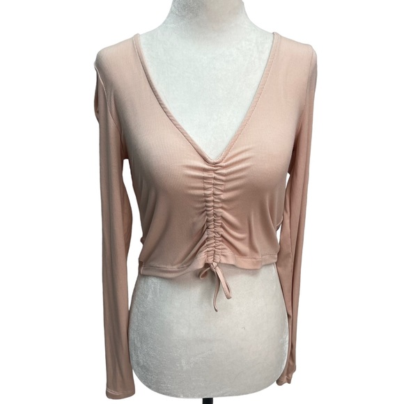 Aritzia Vida Cropped V-Neck Long Sleeve Top Size S - Picture 5 of 11